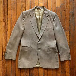 Vintage 80s Yves Saint Laurent Women‎ Beige Tan Gold 2 Button Blazer Sport Coat